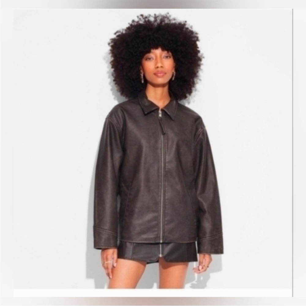 Wild Fable Dark Brown Leather Jacket - Picture 2 of 4